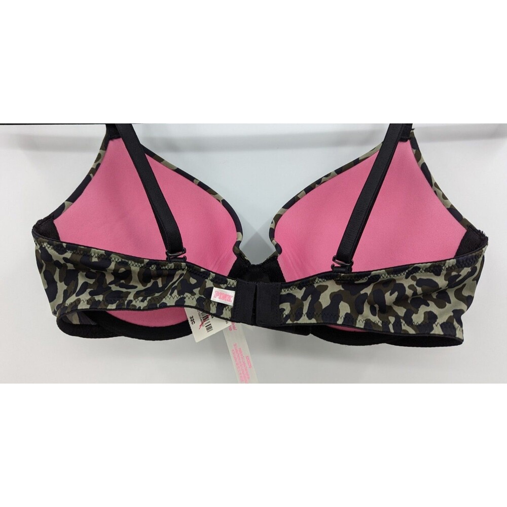 Victoria's Secret PINK Bra Women's 32A Green Black Camouflage Logo Push Up - Picture 4 of 7